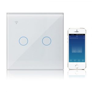Interruptores inteligentes WiFi 3 KETOTEK Interruptor Tactil WIFI Inteligente 2 Gang 1 Via Compatible con Alexa, Interruptor Luz Pared Smart Life Tuya App