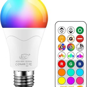 Bombillas Inteligentes WiFi 2 iLC Bombilla LED Colores RGBW 85W Equivalente, Regulable Cambio de Color Edison 12W E27