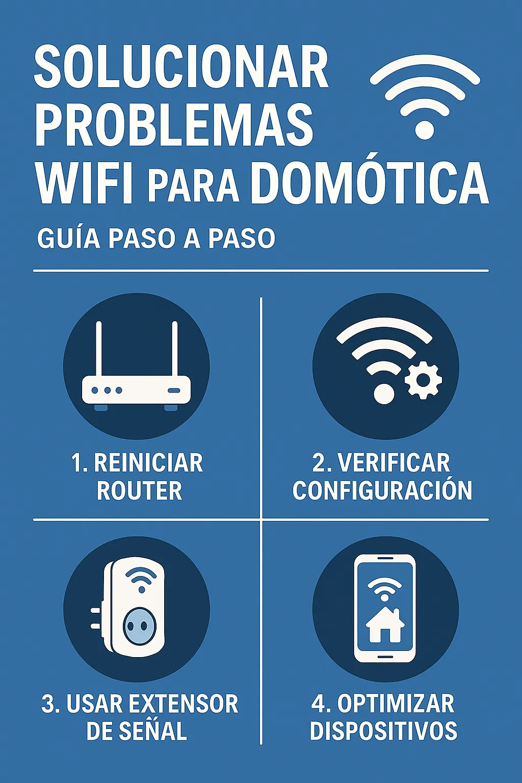 Infografía sobre cómo solucionar problemas WiFi en un hogar domótico